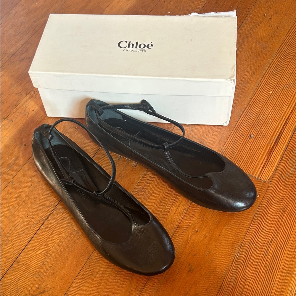 Chloé Black Ballet Flats New in Box euro 40